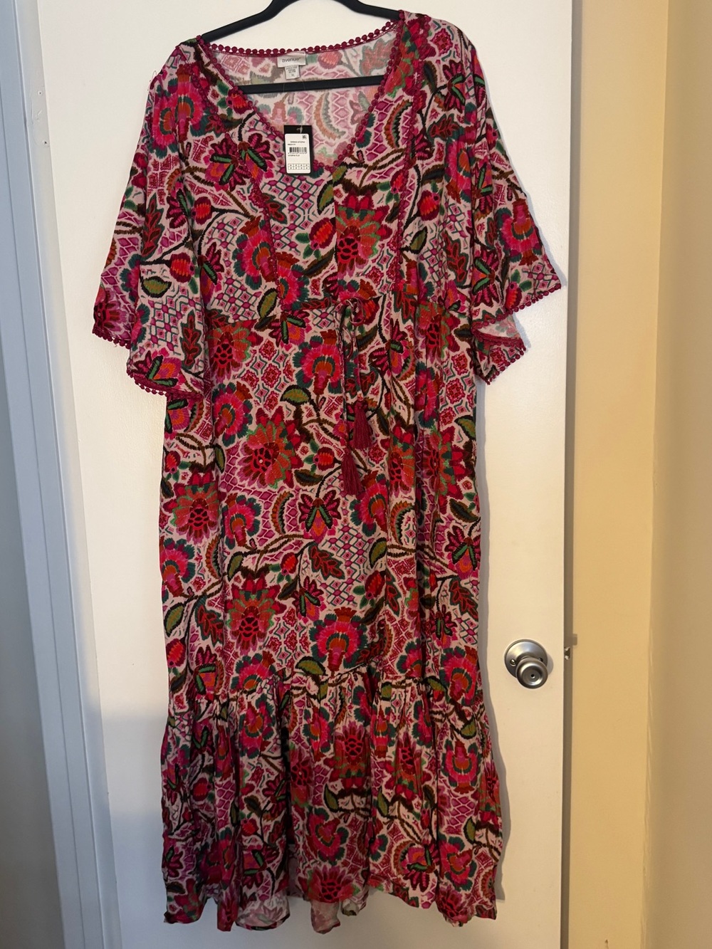 Avenue Pink and Red Floral Maxi Dress